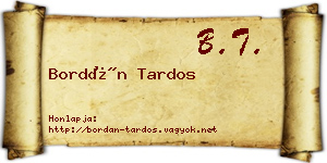 Bordán Tardos névjegykártya